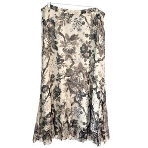 Coldwater Creek Womens Silk Floral Flowy Romantic Maxi Skirt Sz L Fairy Cottage